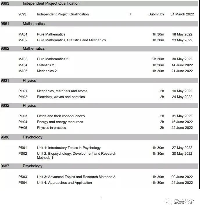 3大考试局公布了2022年A-Level夏季考试时间表 建议收藏  A-level 考试 第19张