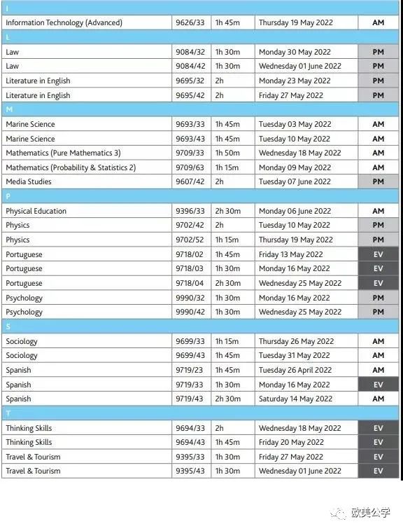 3大考试局公布了2022年A-Level夏季考试时间表 建议收藏  A-level 考试 第14张