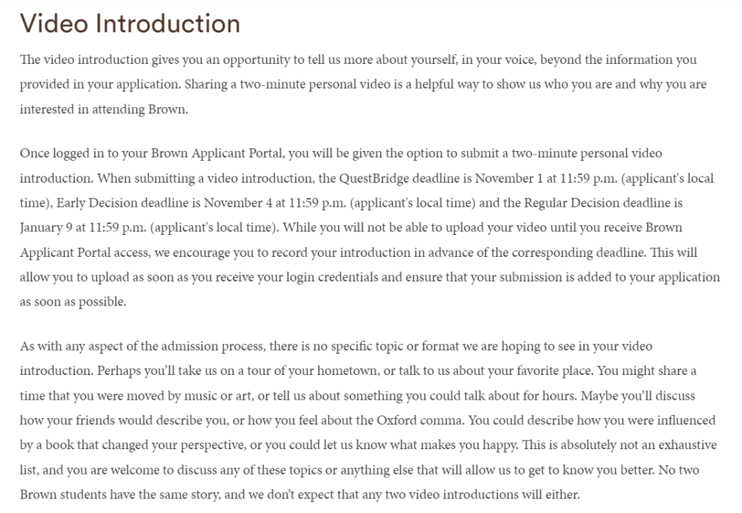 布朗大学永久取消校友面试！盘点有视频提交的院校以及具体要求！  数据 第4张